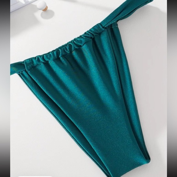 Teal Triangle Ruched Bikini Set Size Small - Picture 3 of 10